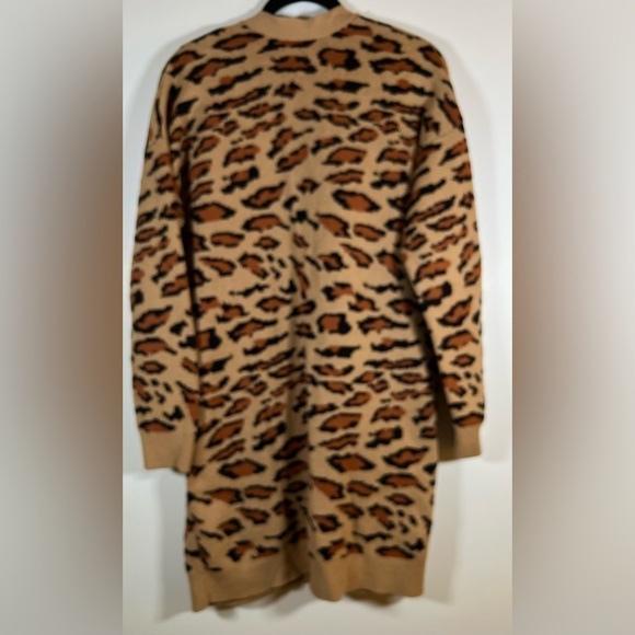 SPLENDID brown black cheetah print open long cardigan sz XS comfy - Picture 2 of 7